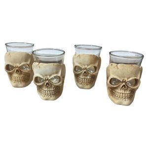 Spooky Nights Halloween Skull Shot Glasses Set of 4 Skeleton Oddity Bone